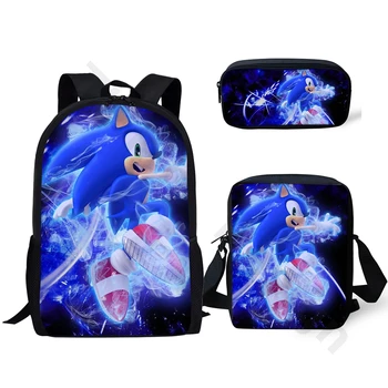 

THIKIN Sonic The Hedgehog Print School Backpack for Student Kids Boy Girls Schoolbags Teenager Book Bags Custom Logo/Name Design