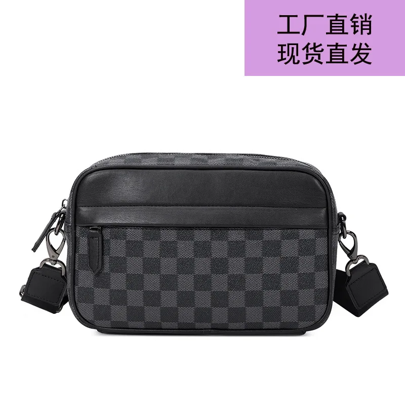 

Men's Bag Shoulder Bag Casual Leather Bag 2020 New Style Pu Plaid Men Postman Square Bag Korean-style Men Bag Popular Brand