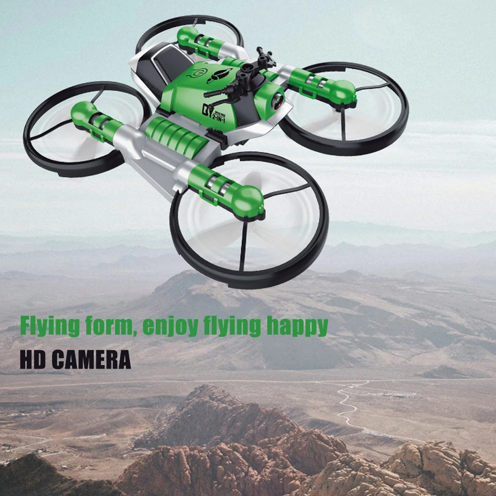 2.4G Rc Quadcopter Drone with Camera 2in1 Motorcycle Folding Remote Control Dron Deformation Quadrocopter Helicopter Toy for Kid