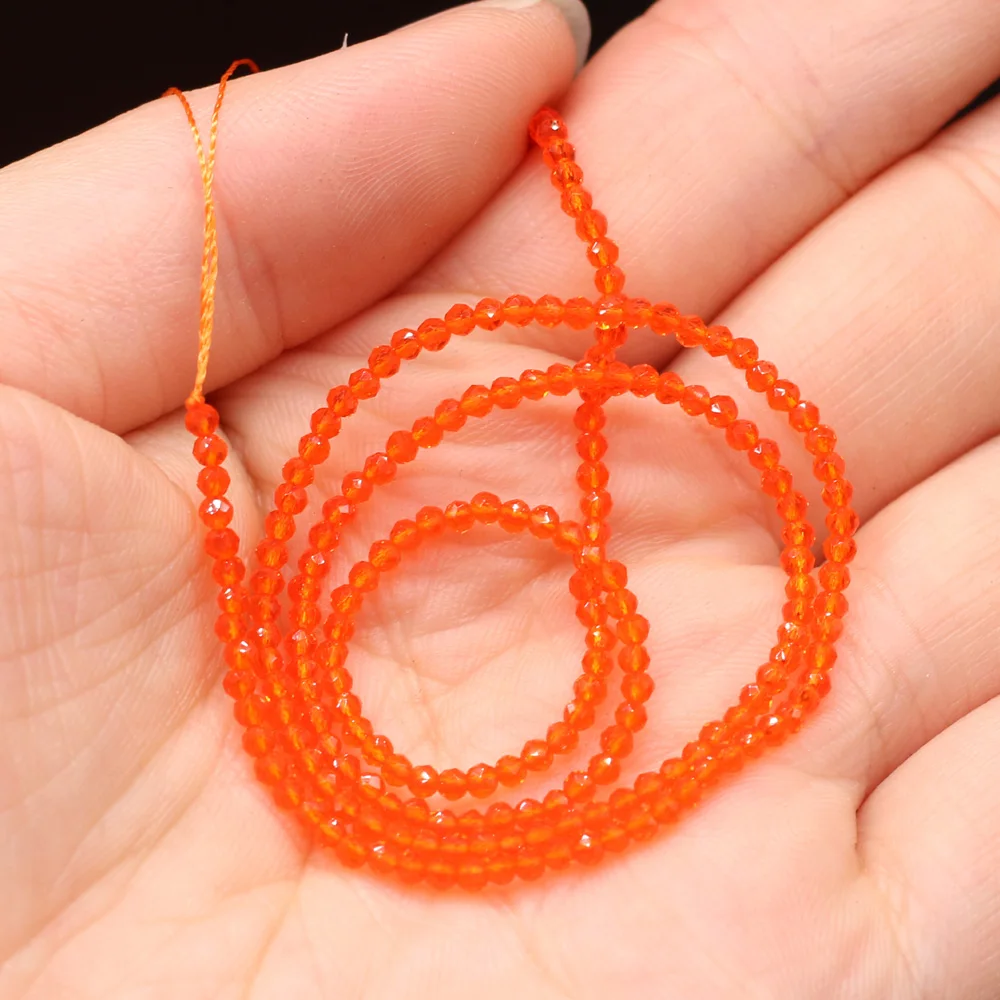 Beads 2MM Natural Semi-Precious Stone Spinel Orange Red Loose For Girls Jewelry Making DIY Bracelet Necklace Waist Beads