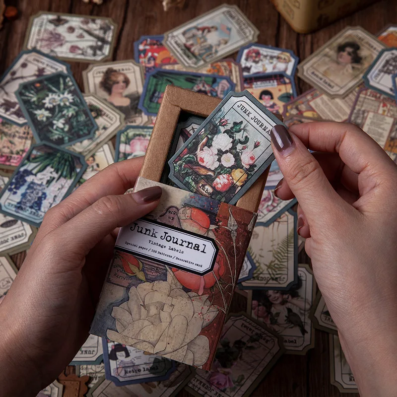 100 шт./лот Стикеры для записей в стиле путешествий с поэзией наклейки ретро цветок