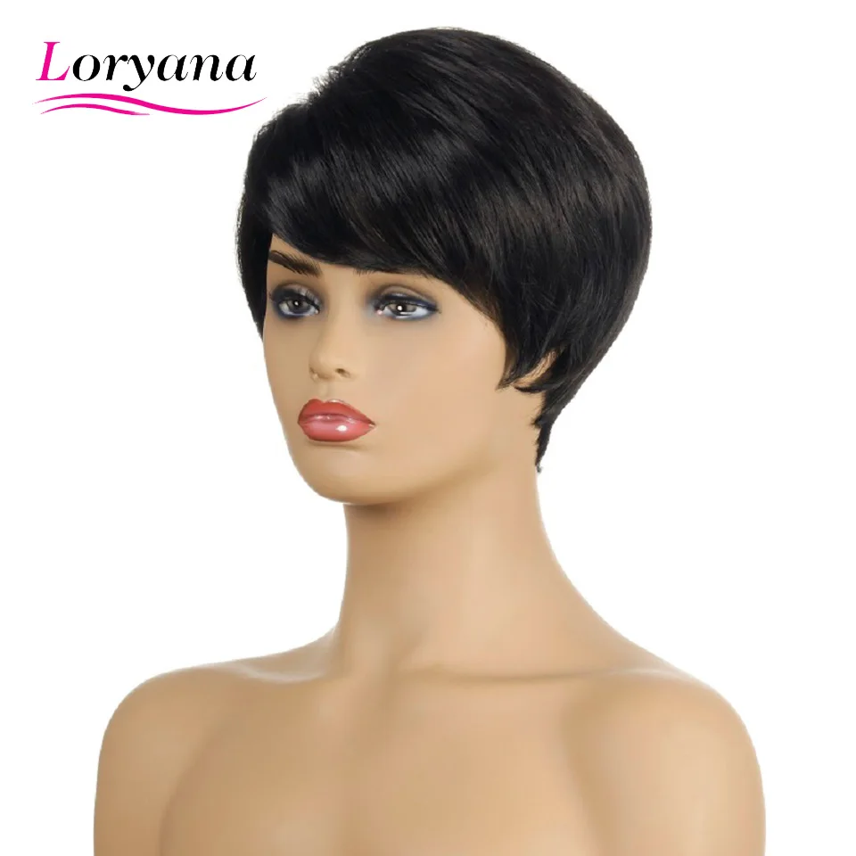 Perucas Sintéticas Loryana Curto Feminino Haircut Bangs Cabelos Negros  Naturais Retos Para Mulheres Ou Cospalia De $453,32