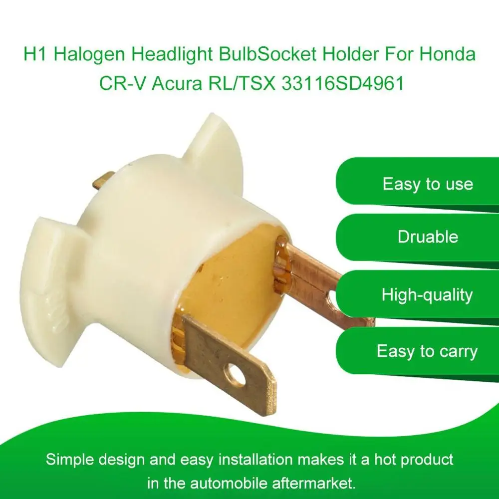 

H1 Halogen Accessory Socket Adapter Car Supplies Base Replacement Durable Bulb Holder Headlight Easy Install For Honda Prelude