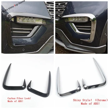 

Front Bumper Fog Lights Lamps Eyelid Eyebrow Stripes ABS Chrome / Carbon Fiber Look Cover Trim For Ford Explorer 2020 2021