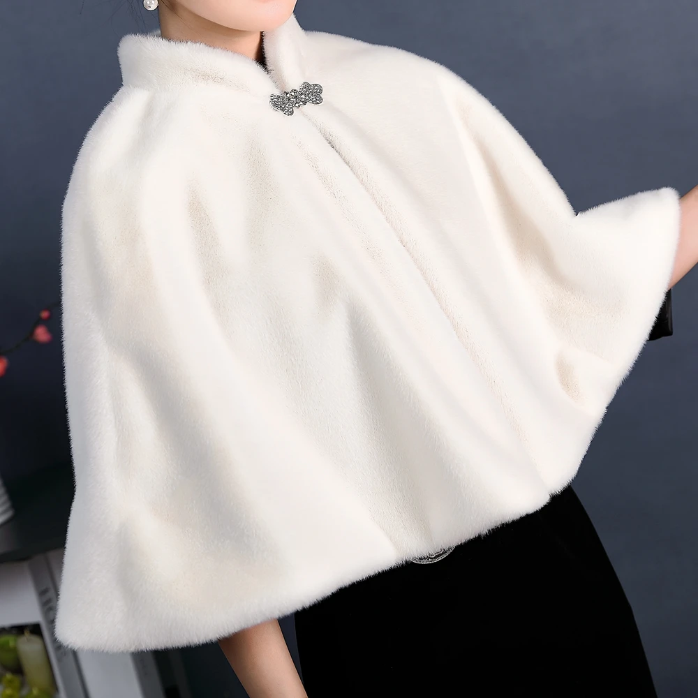 Faux Fur Party Wrap Winter Warm Bridal Bolero High Quality Wedding Coat High Neck Wedding Bridal Wrap Party Cape