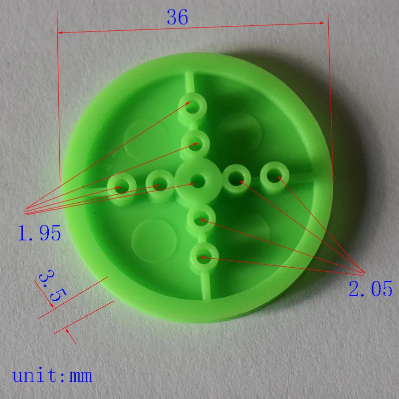 

30pcs 36mm 2mm TT hole green pulley/model plastic wheel/Technology model parts/diy toy parts/baby toys PU362ABG