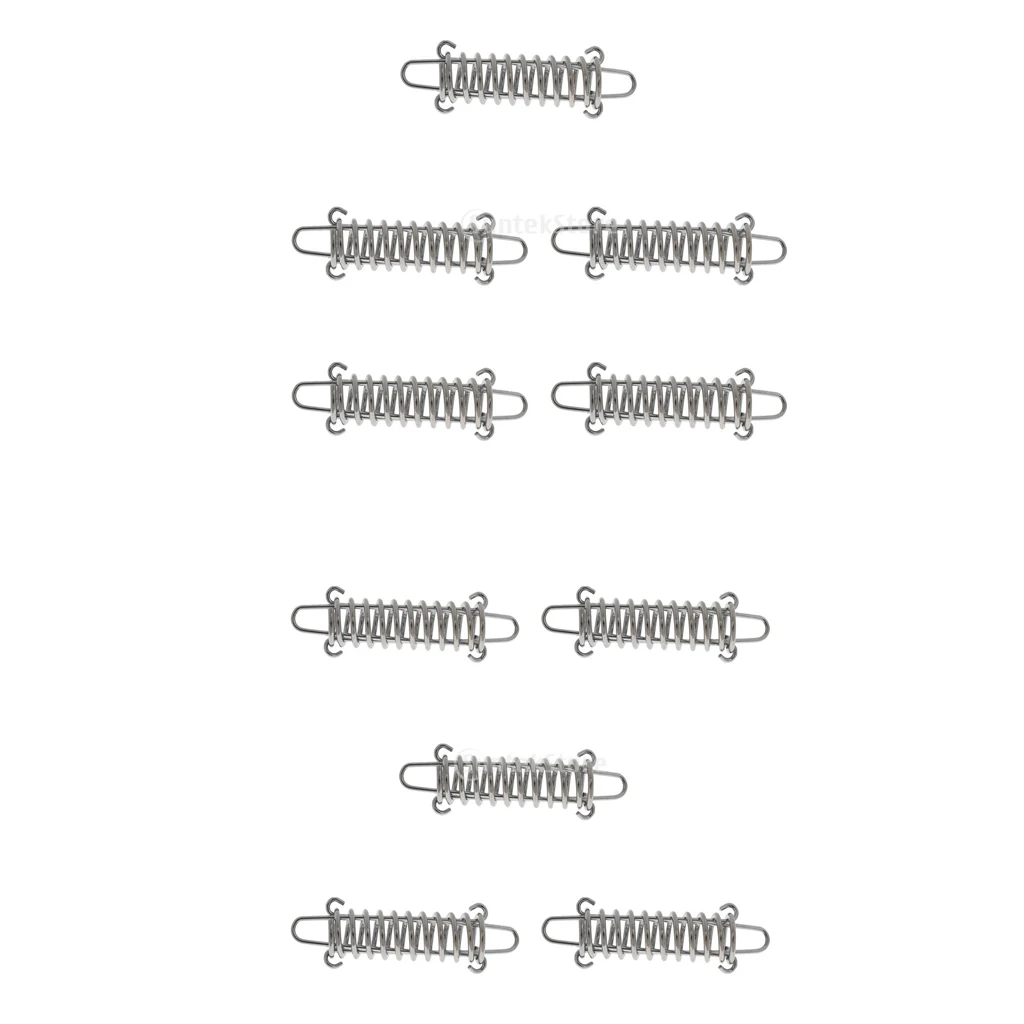 10pcs High Strength Stainless Steel Camping Tent Rope Tensioner Spring 12cm