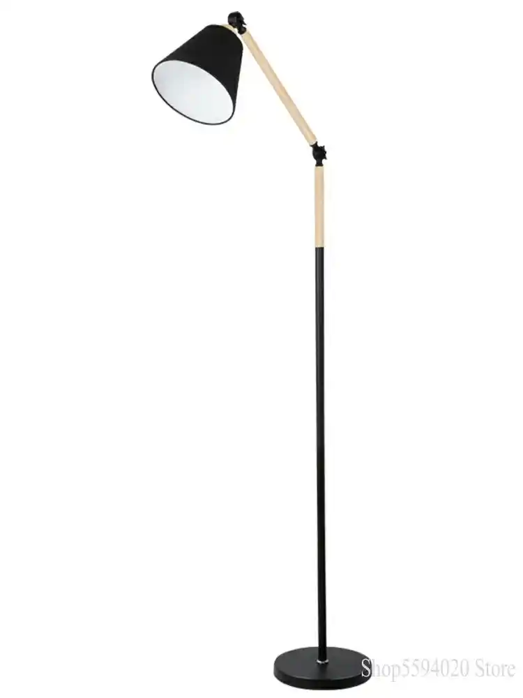 black wood floor lamp