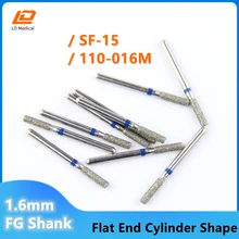 

10pcs/set Dental Diamond Burs 110-016M Dentistry Grinding Tools SF-15 Blue Rings Medium 1.6mm FG Shank Barrel Burs
