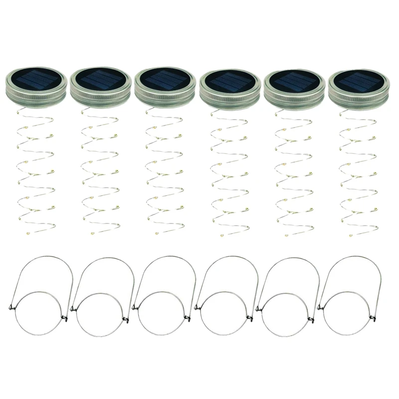 ABSS Solar Mason Jar Lid Lights 6 упаковок 20 светодиодных гирлянд сказочных звездных крышек