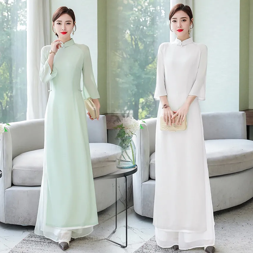 Женское винтажное платье Aodai элегантное облегающее в традиционном китайском