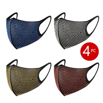 

4 Pack Pm2.5 Diamonds Face Mask Breathable Mouth Party Fabric Facial Mask Washable Reusable Mascarillas Protective Masque#YL5