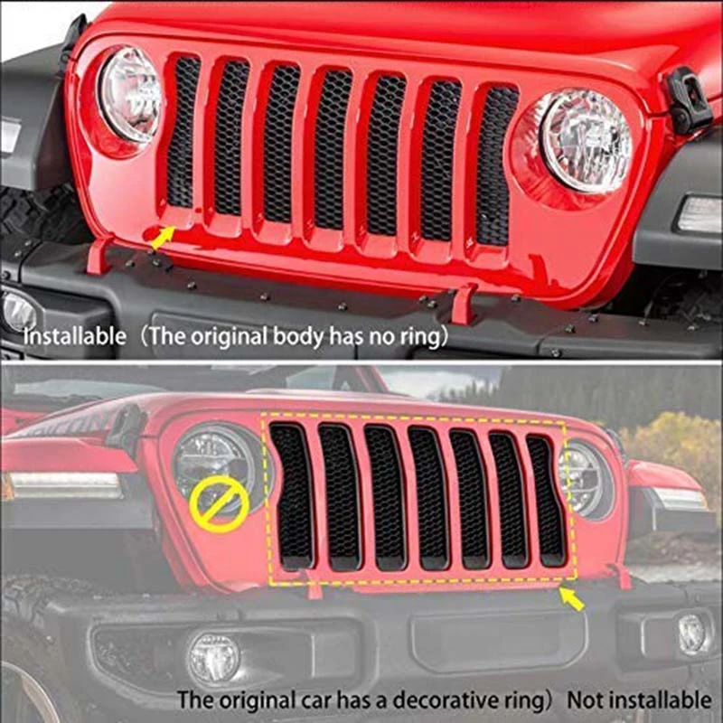 Передние решетчатые вставки комплект фар для Jeep Wrangler JL Unlimited
