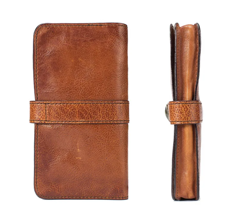 PNDME designer long vintage genuine leather hasp men's women's clutch wallet casual teens luxury cowhide brown card holder purse