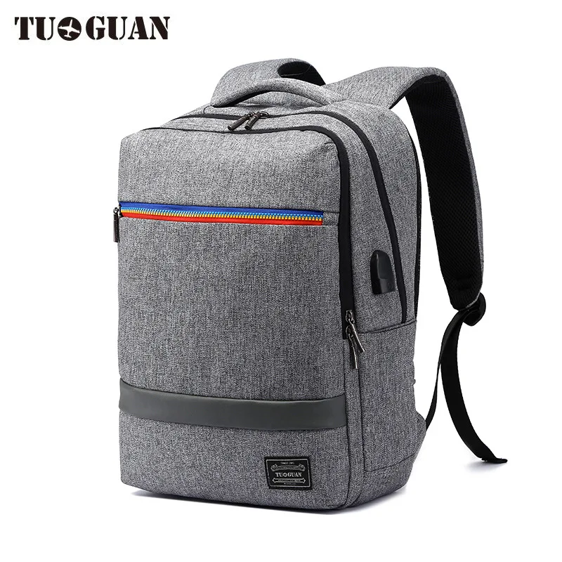 

Tu guan Computer Backpack Anti-Theft USB Charging Backpack Men Korean-style Canvas School Bag