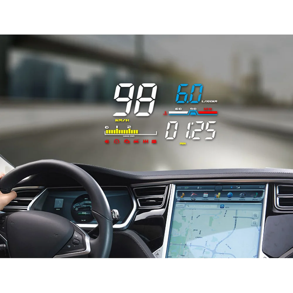 

4-inch OBD2 HUD Car Head Up Display Scanner Speed Warning Fuel Alarm Diagnostic Tool Windshield Projector Warning System For Car