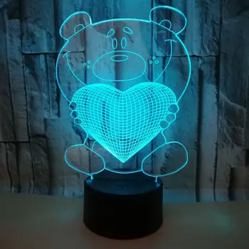 

Creative 3D Gifts Usb Decor Vision Cartoon Bear Shape Fox Luminaria Table Lamp Led 7 Colors Changing Baby Sleeping Night Lights