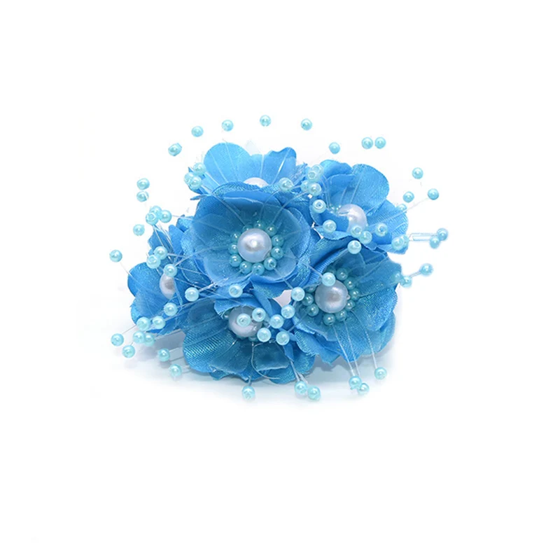 Смешанный стиль синий искусственный цветок тычинки вишня ягоды букет свадебное Рождественское украшение DIY ВЕНОК ремесло подарочные принадлежности