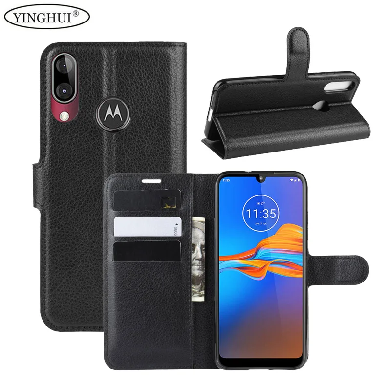 Для Motorola Moto E6 Plus чехол кошелек стильный из искусственной кожи для с функцией