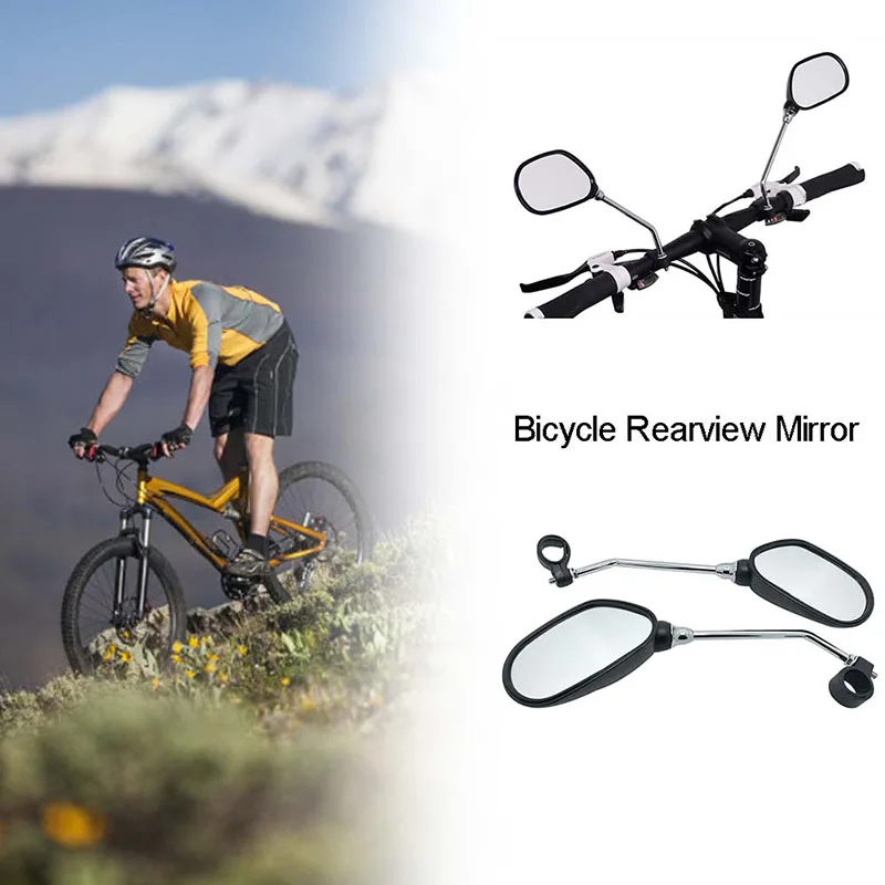

2pcs Bicycle Handlebar Rear View Glass Mirror Bike Cycling Wide Range Back Sight Reflector Angle Adjustable Glass Mirrors