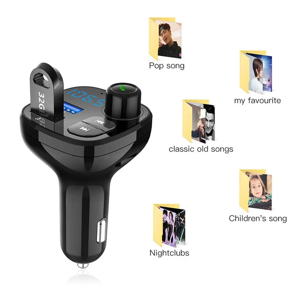 Bluetooth fm-передатчик для автомобиля беспроводной автомобильный радиопередатчик адаптер Bluetooth флэш-накопитель автомобильный комплект QC3.0 usb порты зарядное устройство