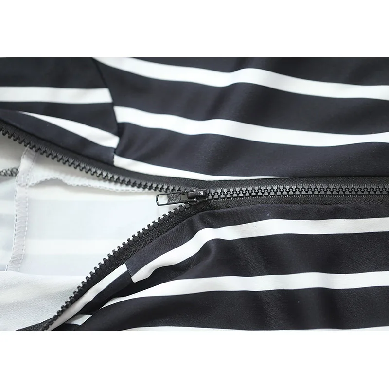 Casual Hooded Jumpsuit Striped Open Up Long Sleeve Bodycon Rompers Womens Jumpsuit Femme Autumn Winter Plus Size S-XXL