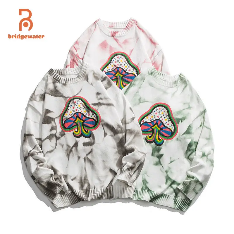 

BRIDGEWATER Oversized Mushroom Gradient Sweater Men Casual Autumn Winter Pullover Male Loose Knitted Personality Women Sweater