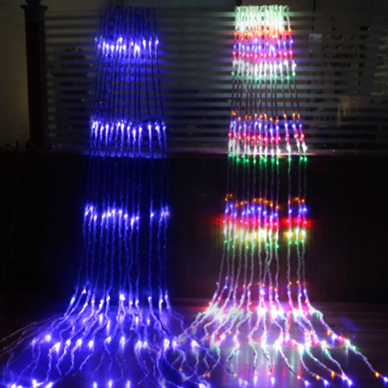220V 6X3 м 640 светодиодов водопад Шторы строка светильник метеоритный дождь Фея гирлянды на свадьбу, Рождество сосулька светильник