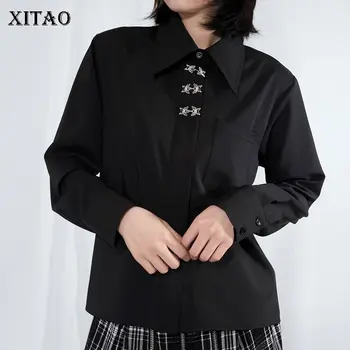 

XITAO Black Women Pleated Blouse Fashion New Women Full Sleeve 2020 Spring Elegant Bow Small Fresh Minority Shirt DMY2968