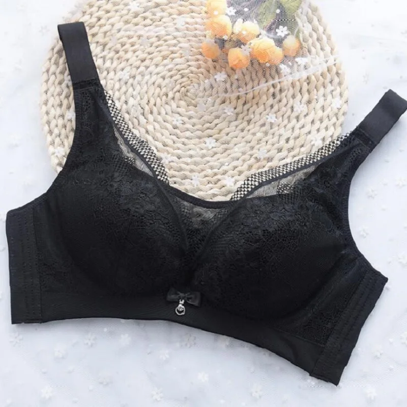 Кружевной бюстгальтер тонкая чашка bralette нижнее белье больших размеров плюс размер женский бюстгальтер пуш-ап C чашка провода свободное нижнее белье бюстгальтер