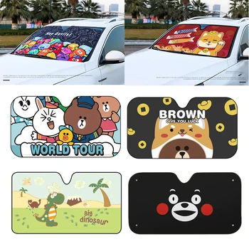 

130cmx70cm Car Cartoon Heated Windshield Sunshade Car Window Windscreen Cover Sun Shade Auto Visor Car-covers Solar Protection