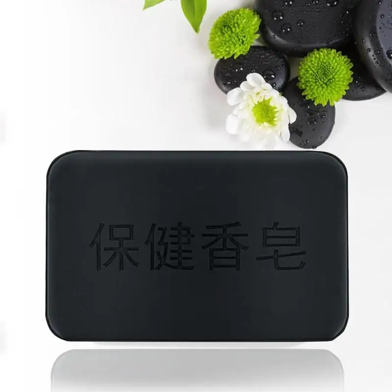High Concentrated Black Bamboo Charcoal Soap Facial Body Clear Antibacterial Tourmaline Healthy Soap Family Personal Care