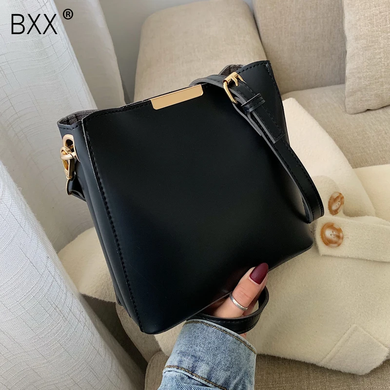 

[BXX] Women Solid Color PU Leather Crossbody Bags For Women 2020 Simple Spring Female Shoulder Messenger Bag Lady Handbags HK313
