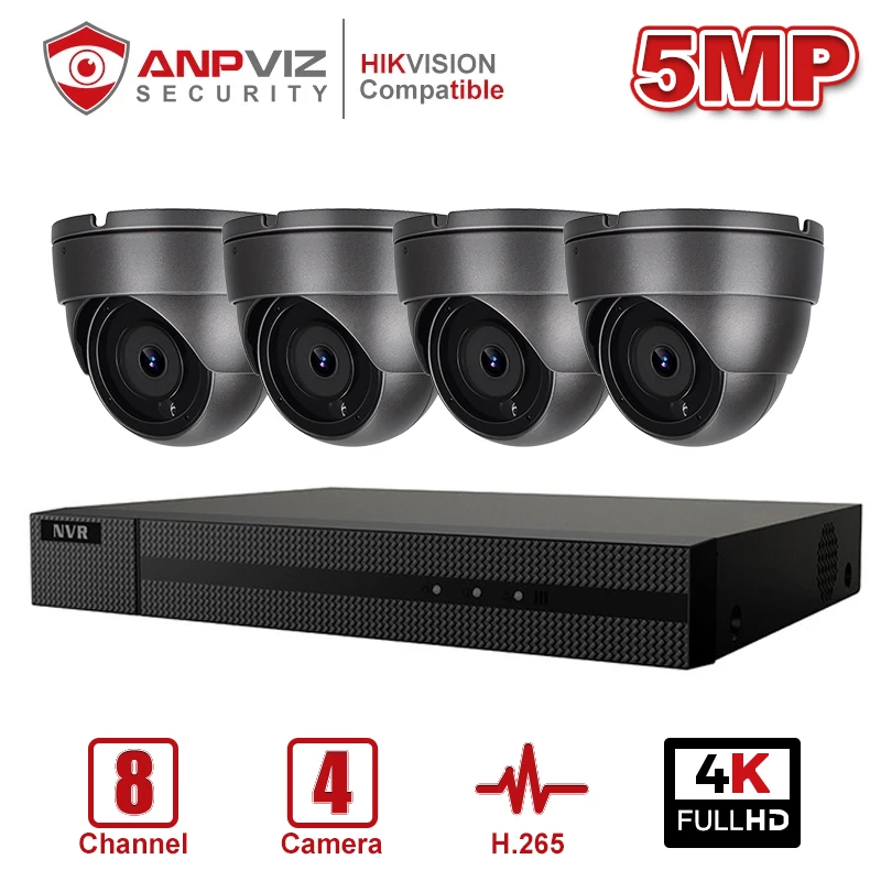 Anpviz 8CH 4K NVR 5MP белый/серый POE IP камера комплект ONVIF домашние/наружные системы
