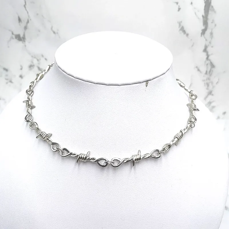 

Small Wire Brambles Iron Unisex Choker Necklace Women Hip-Hop Gothic Punk Style Barbed Little Thorns Chain Gifts