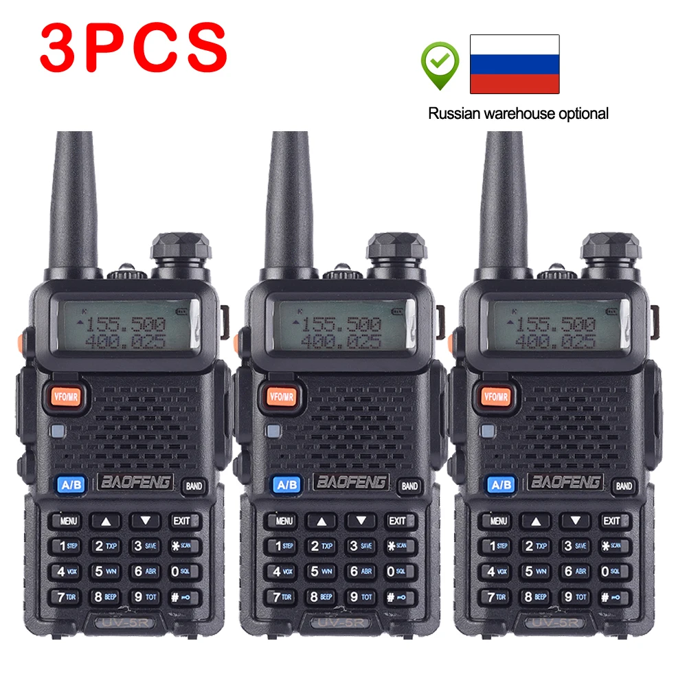 3 шт. Baofeng BF-UV5R Любительское радио портативная рация Pofung UV-5R 5 Вт VHF/UHF радио двухдиапазонное двухстороннее радио UV 5r CB радио