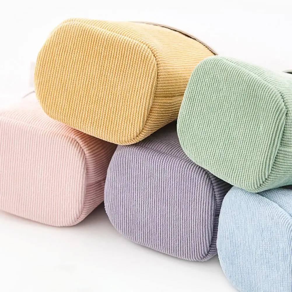 Fashion Pencil Case Simple Retractable Corduroy School Supplies Bag Girl Students Cute Pencil Pouch