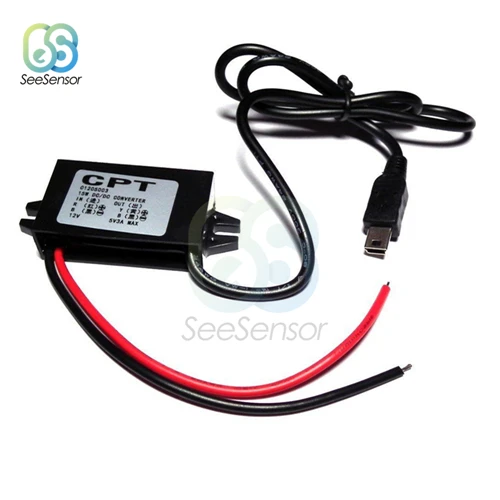 Mini USB DC/DC 12 В до 5 В 3A 15 Вт автомобильный преобразователь питания понижающий регулятор микро мини USB автомобильный монитор понижающий модуль питания - Цвет: Mini USB
