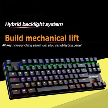 

Mechanical Gaming Keyboard 87 Keys Black Axis Square Keycap Electronic Sports Backlight Game Mechanical Keyboard for Gaming