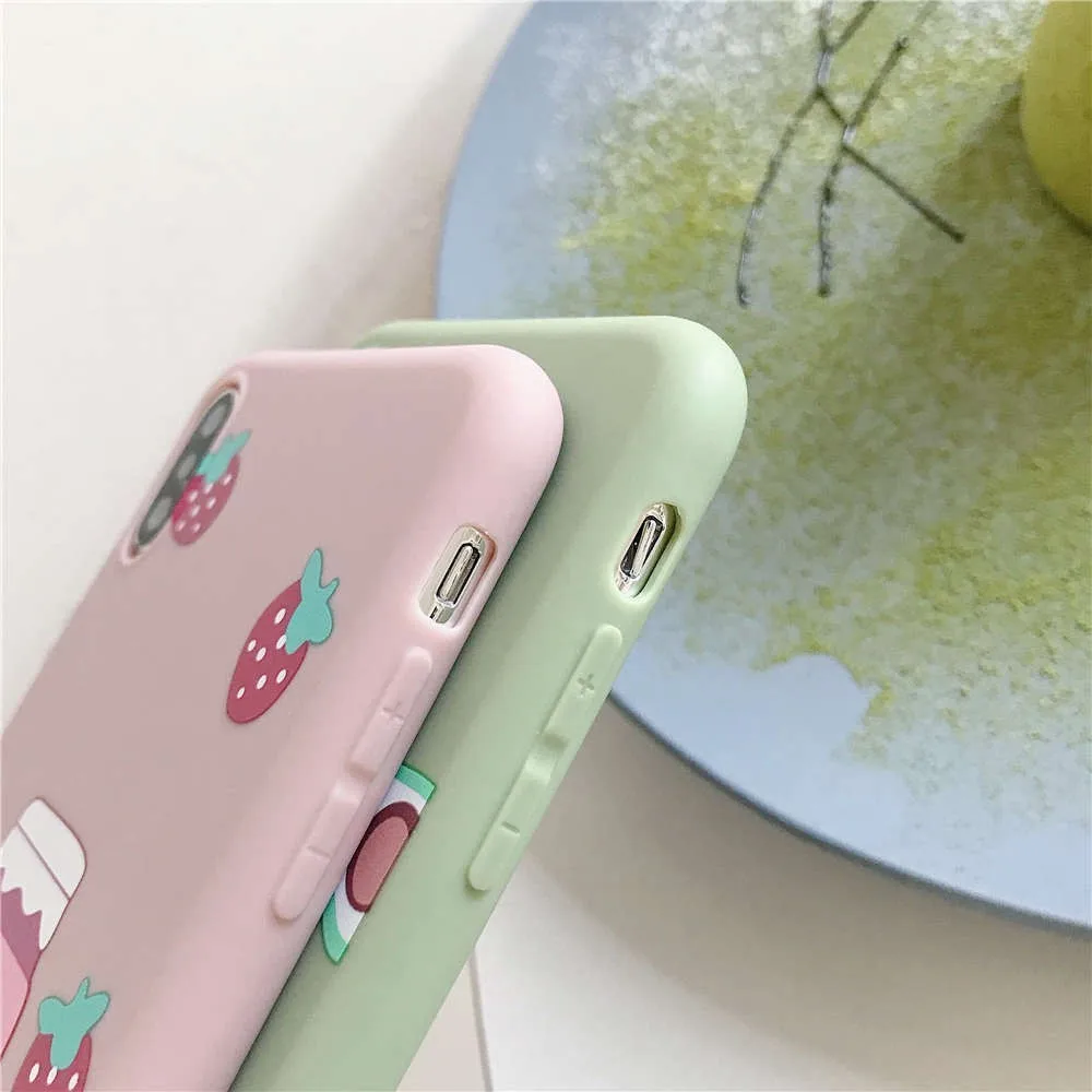 Милый мягкий чехол для IPhone 11 11 pro max 6/6s/6 p/6s plus/7/8/7 p/8 p/X/Xs/XsMax/XR мультфильм клубничное молоко Phonecase