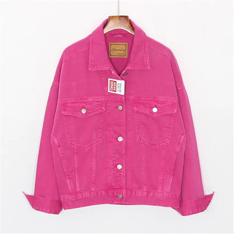bright pink jean jacket