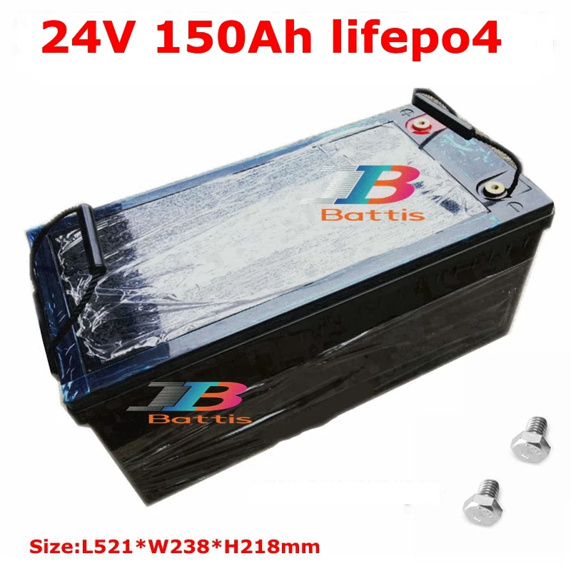 Водонепроницаемый 24V 150AH lifepo4 литиевый аккумулятор BMS 8S для 2400w Солнечная система