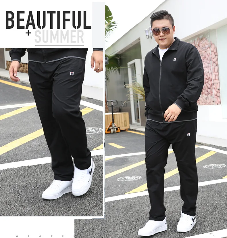 

Autumn Long Sleeve Large Size Sports Set Fat Lard-bucket Two-Piece Set Plus-sized Men Europe And America