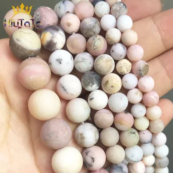 

Natural Stone Dull Polish Matte Pink Opal Round Loose Beads For Jewelry Making DIY Bracelet Ear Studs Accessories 6/8/10/12mm