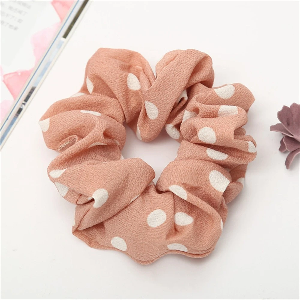 2019 Women Dot Plaid Scrunchies Women Elastic Hair Ties Soft Elegant Ponytail Headband Solid Headwear Accessories 829