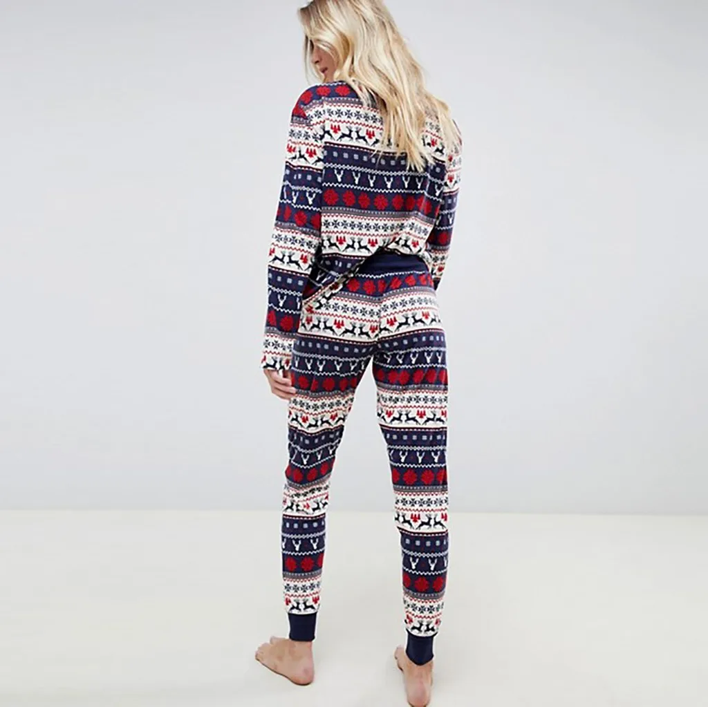 Christmas Pajamas Womens Blouse Tops And Pants Xmas Printing Pajamas Set Fashion Cute Soft Autumn winter Pajamas Set