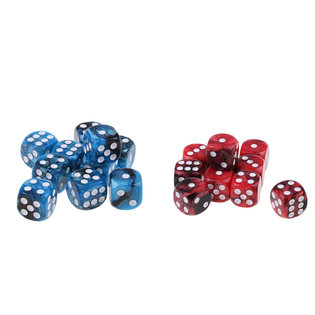 20Pcs Acrylic Six Sided Dotted Dice Dies TRPG for Dungeons and Dragons Props