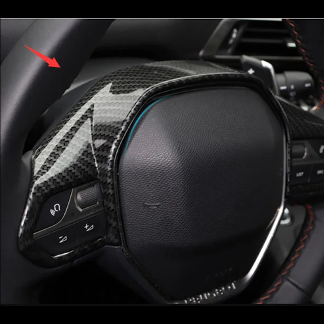 

ABS Carbon Fiber Car Steering Wheel Decoration Cover Trim Car Styling Car cover For PEUGEOT 3008GT 5008 2016 2017 accessories