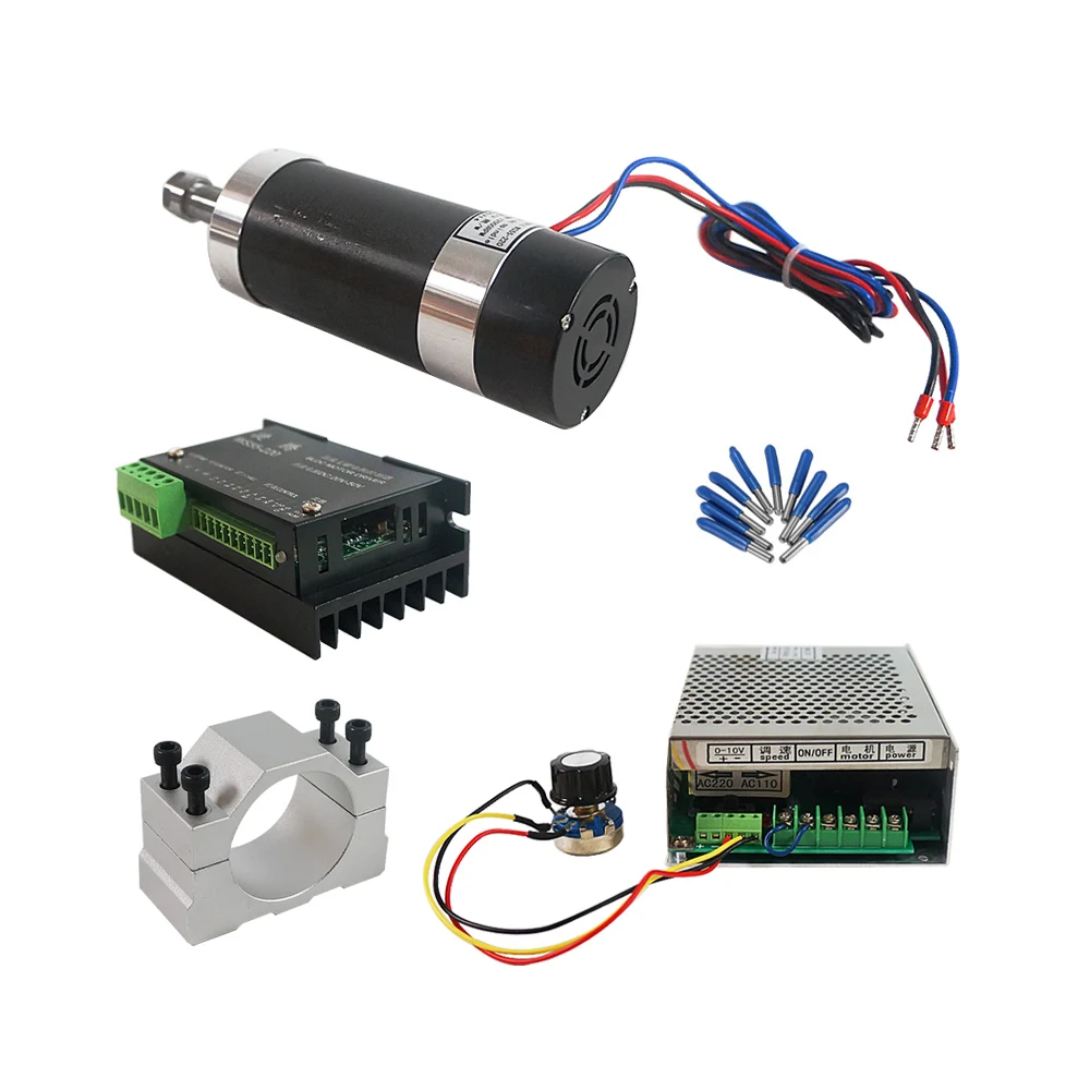 500W Brushless Spindle Motor 48VDC Air Cooled Mach3 Power Supply 55mm Clamp for Milling Machine | Инструменты