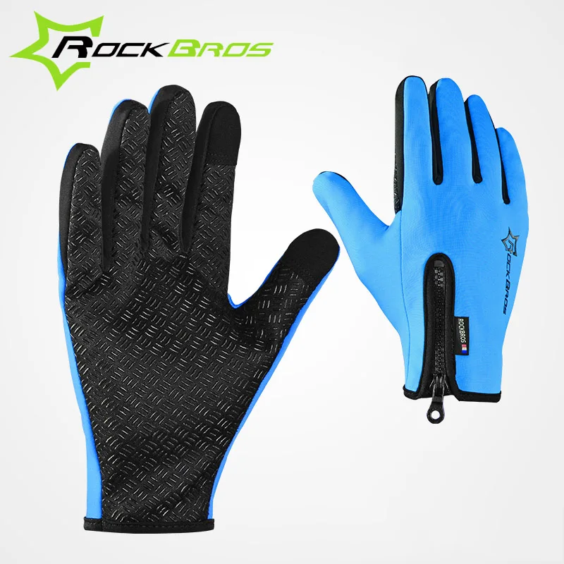 ROCKBROS, флисовые теплые зимние перчатки для велоспорта, длинные перчатки с сенсорным экраном, спортивные перчатки, ветрозащитные велосипедные перчатки